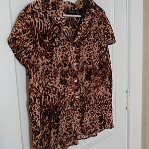 Sheer leopard buttoned blouse